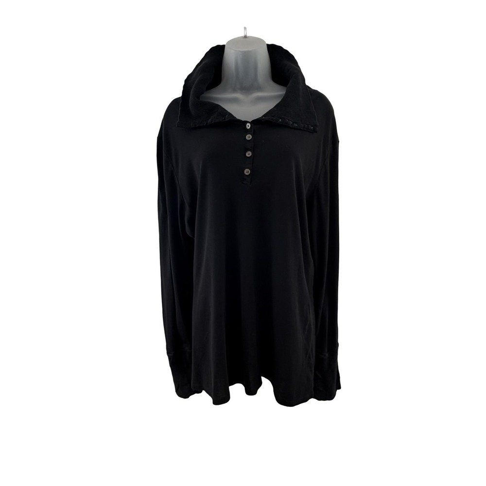 Vintage Old Navy Shirt Womens XXL Black Y2K Turtleneck Henley Long Sleeve Ribbed - Picture 3 of 16